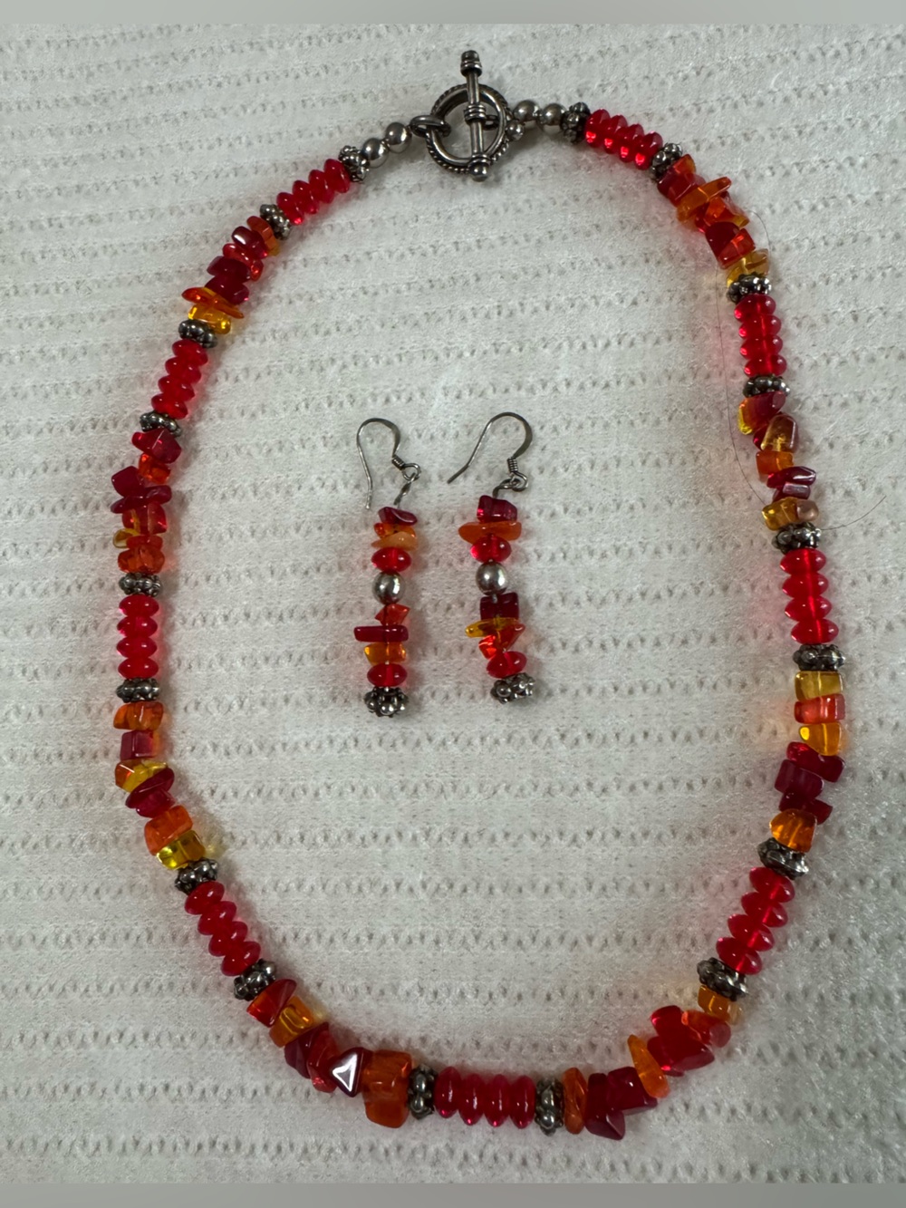 Red and Gold Glass Bead Earrings by